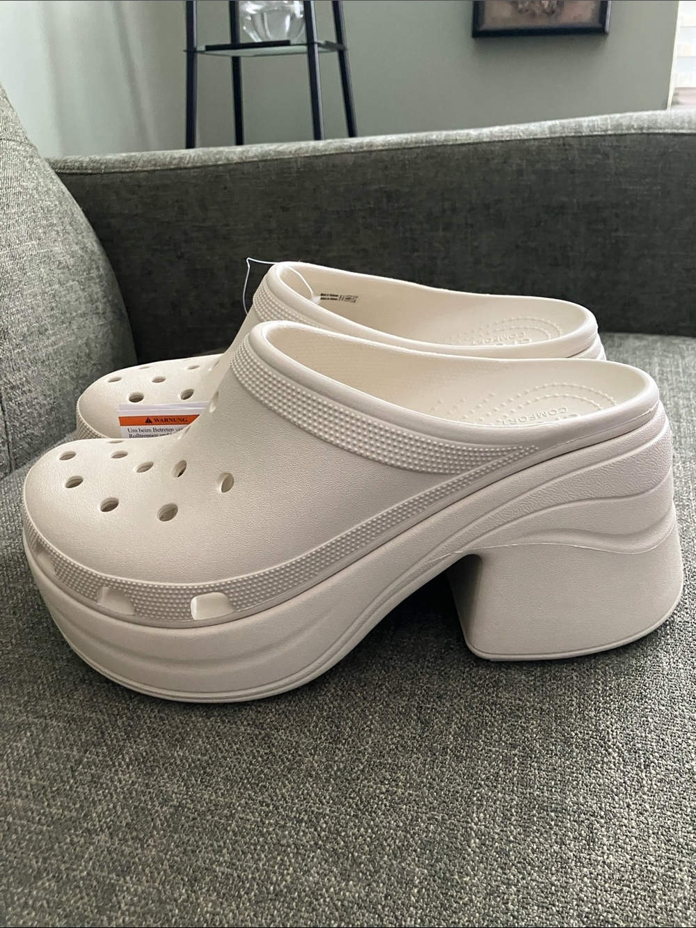 Unisex CROCS Platform Clog Mules in Off-White